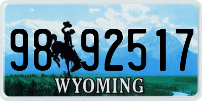 WY license plate 9892517