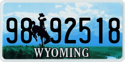 WY license plate 9892518