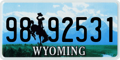 WY license plate 9892531