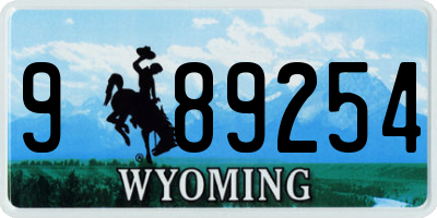 WY license plate 989254