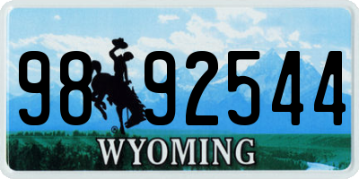 WY license plate 9892544