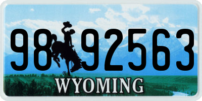 WY license plate 9892563