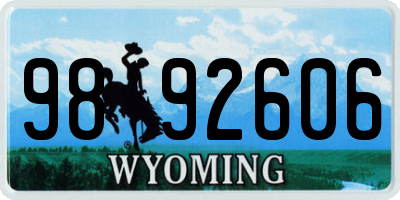 WY license plate 9892606