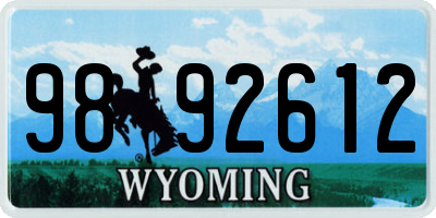 WY license plate 9892612
