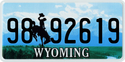 WY license plate 9892619