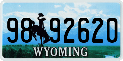 WY license plate 9892620