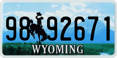 WY license plate 9892671