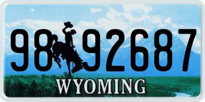 WY license plate 9892687