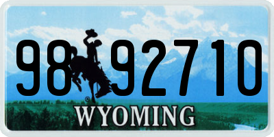 WY license plate 9892710
