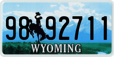 WY license plate 9892711