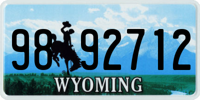 WY license plate 9892712