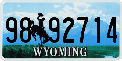 WY license plate 9892714