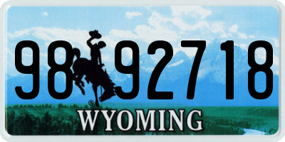 WY license plate 9892718