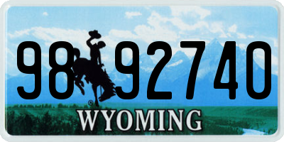 WY license plate 9892740