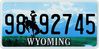 WY license plate 9892745