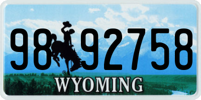 WY license plate 9892758