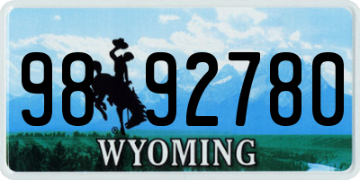 WY license plate 9892780