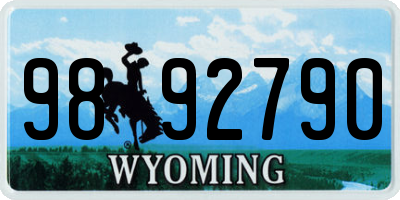 WY license plate 9892790