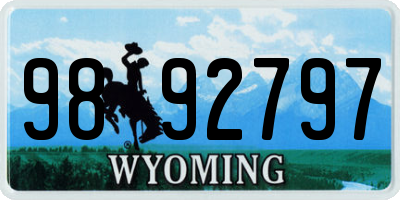 WY license plate 9892797