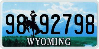 WY license plate 9892798