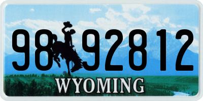 WY license plate 9892812