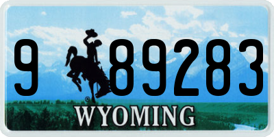 WY license plate 989283