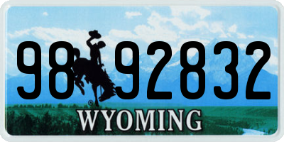 WY license plate 9892832