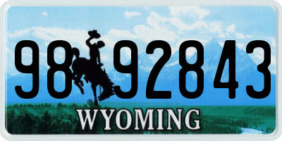 WY license plate 9892843