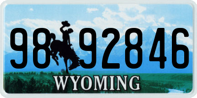WY license plate 9892846