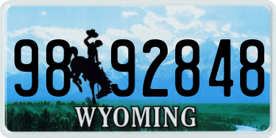 WY license plate 9892848
