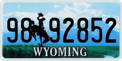WY license plate 9892852