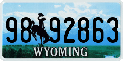 WY license plate 9892863