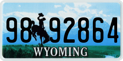 WY license plate 9892864