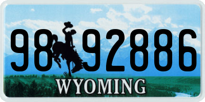 WY license plate 9892886