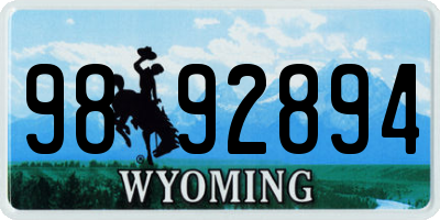 WY license plate 9892894