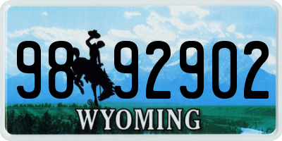 WY license plate 9892902