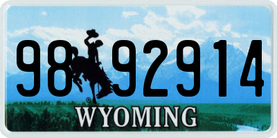 WY license plate 9892914
