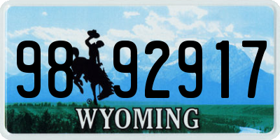 WY license plate 9892917