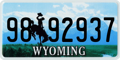 WY license plate 9892937