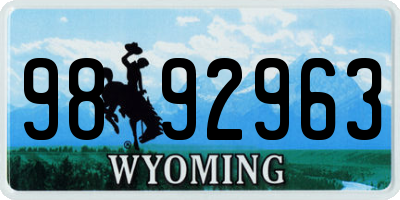 WY license plate 9892963