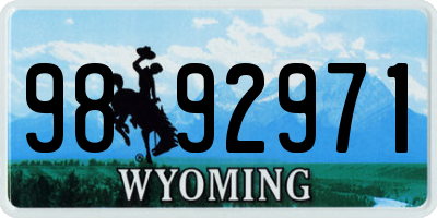 WY license plate 9892971