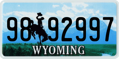 WY license plate 9892997