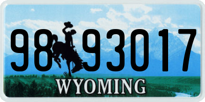 WY license plate 9893017