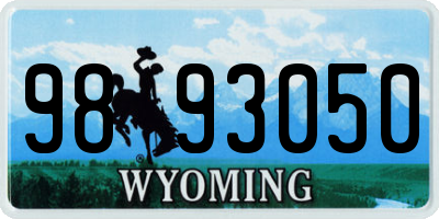 WY license plate 9893050