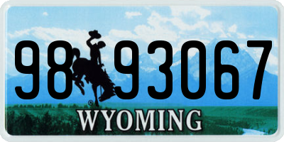 WY license plate 9893067
