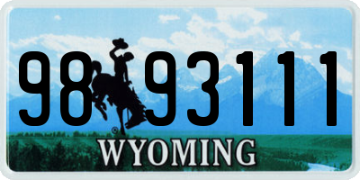 WY license plate 9893111