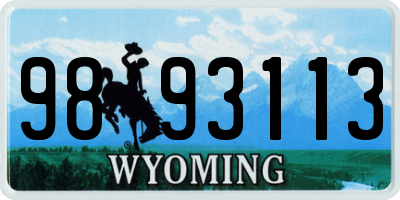 WY license plate 9893113