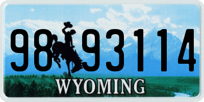 WY license plate 9893114