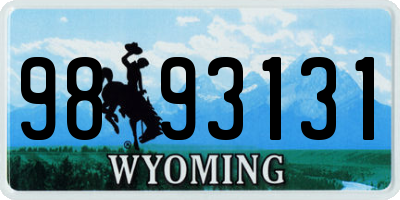 WY license plate 9893131