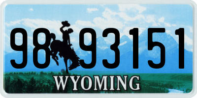 WY license plate 9893151